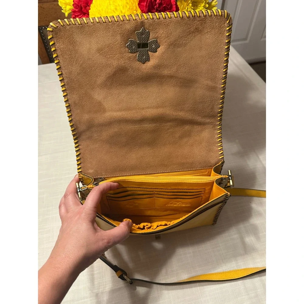 Patricia Nash 10th Anniversary Goldenrod Tooled Leather Crossbody P668353